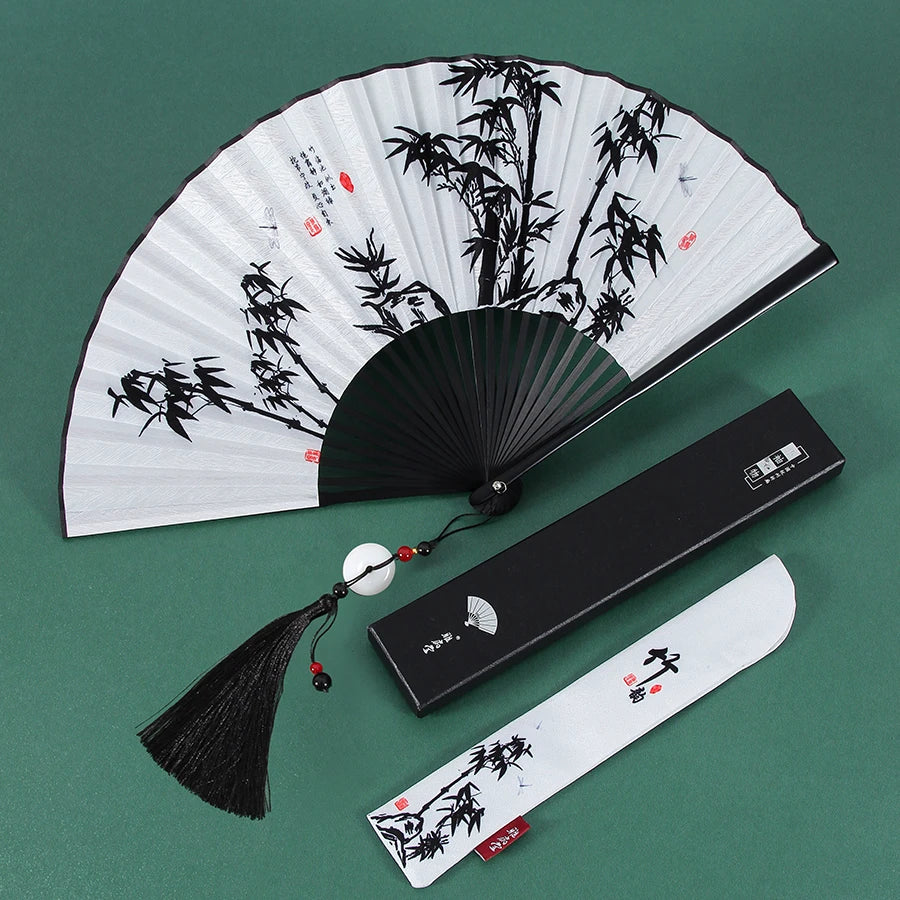Ancient Folding Fan Black Dragon Fan Chinese Style Summer Hanfu Folding Fan Oasis Select 14 8 inches