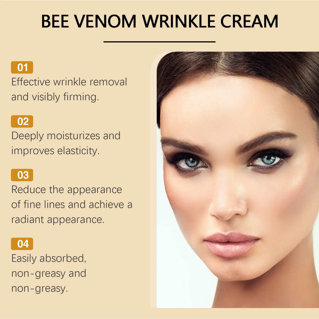 Bee Venom Wrinkle Removal Cream Firming Lifting Facial Moisturizing Deep Hydration Smoothing Fine Lines Anti Aging Face Cream Oasis Select