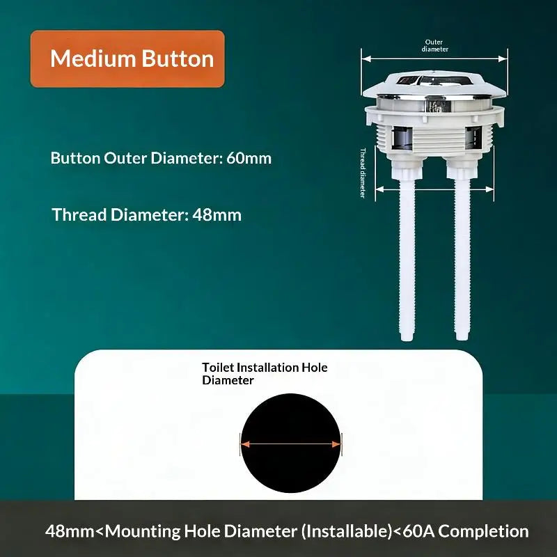 NEW 1Pcs Dual Flush Toilet Push Button, Dual-Control Design, Multi Size 38/48/58mm, Toilet Tank Valve Repair Bathroom Accessory Oasis Select A2