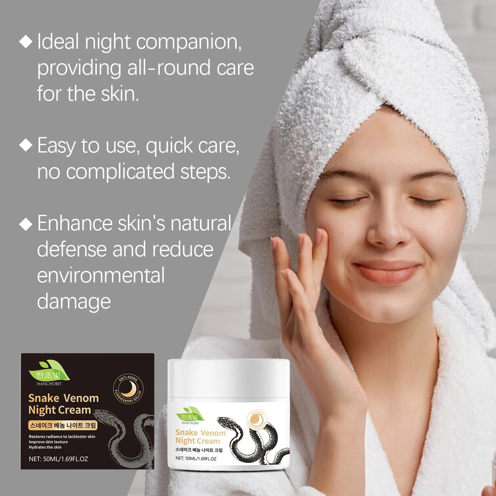 Hanchobit Snake Venom Night Cream – 50ml Deep Nourishment Night Face Cream Oasis Select