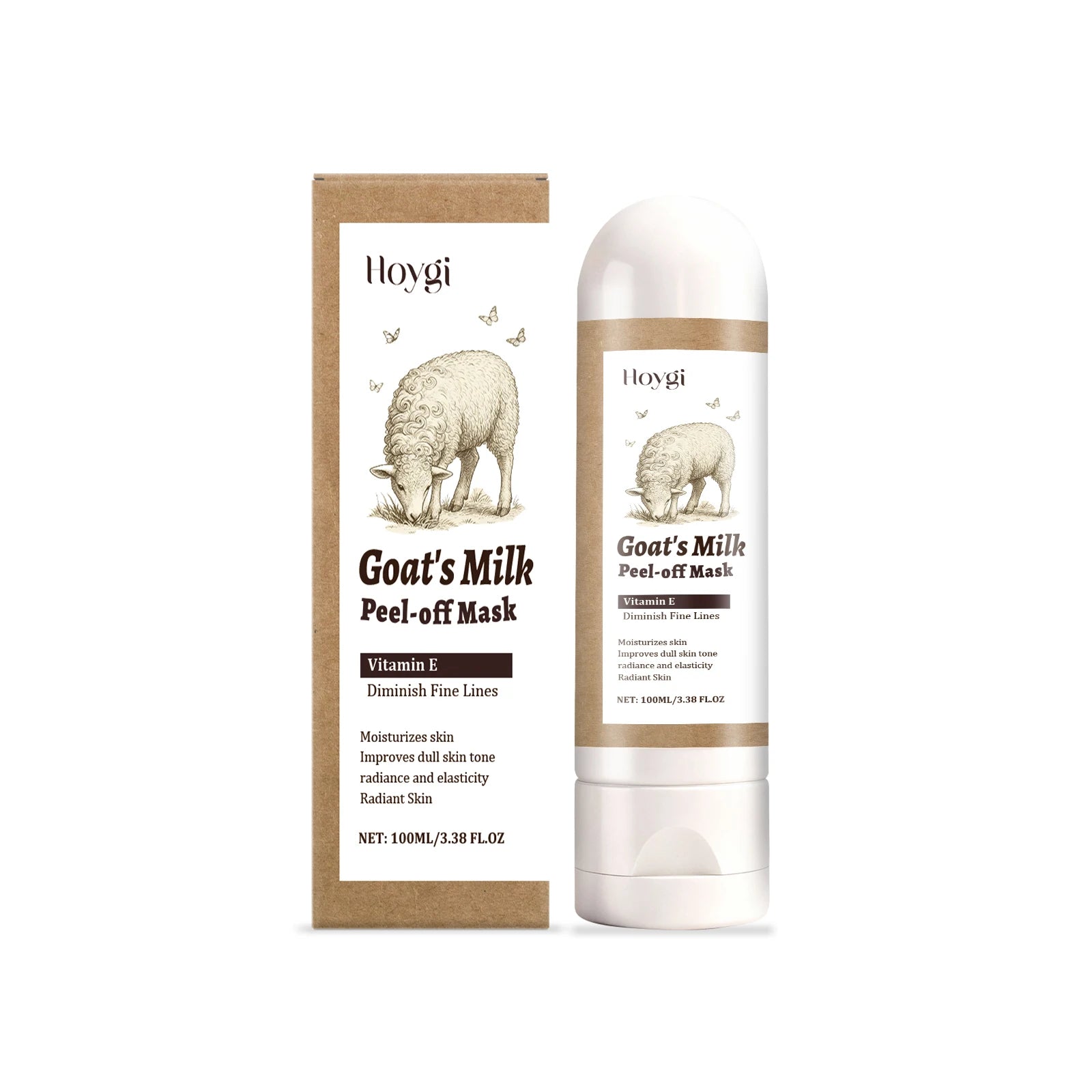 Anti-Fine Line Goat Milk Peel-Off Mask Improves Dullness Brightens Skin Hydrates Gently Cleanses Leaves Facial Skin Soft Smooth Oasis Select 100ml boxed