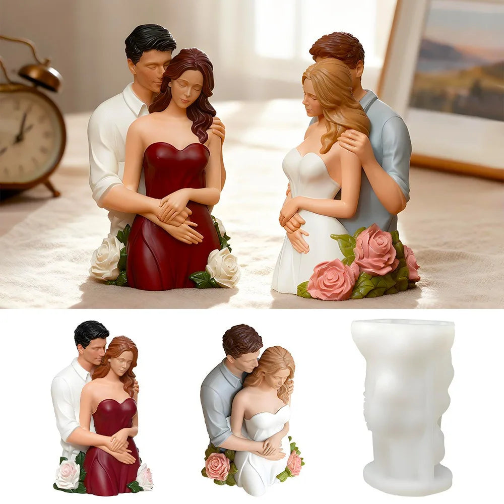 Romantic Valentine's Day Couple Candle Mold, 3D Angel Couple, Easy To Demould DIY Aromatherapy Craft Tools Oasis Select