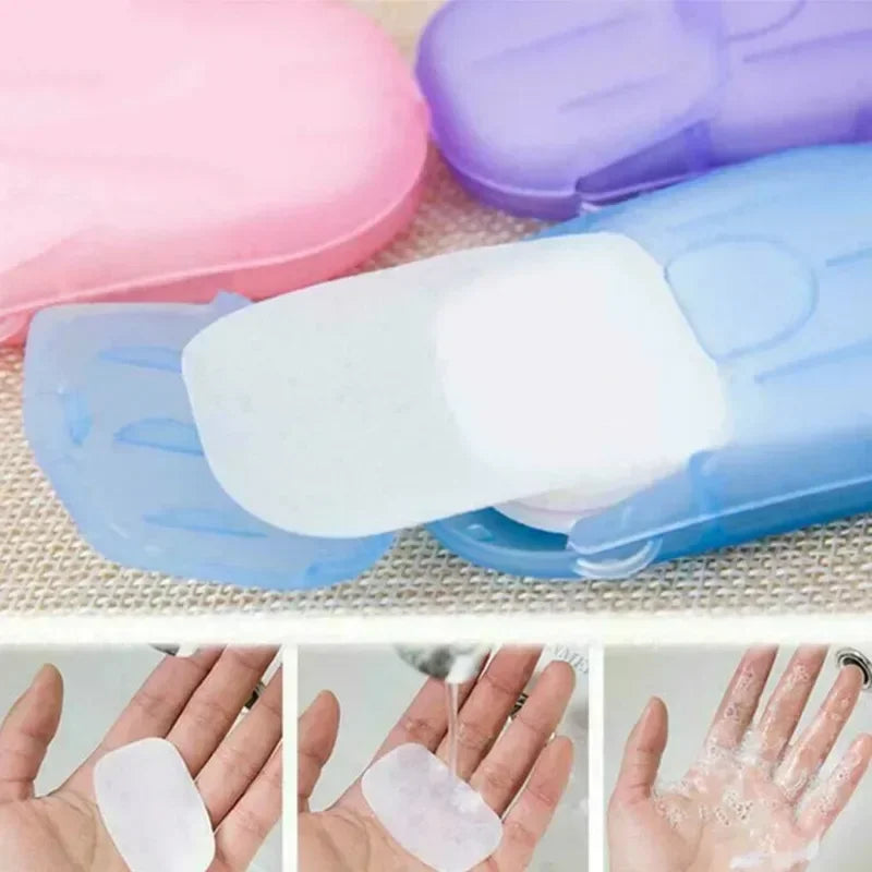 Mini Portable Disposable Travel Soap Boxes Hand Washing Cleaning Paper Slices Strips for School On-the-go Camping Hiking Oasis Select