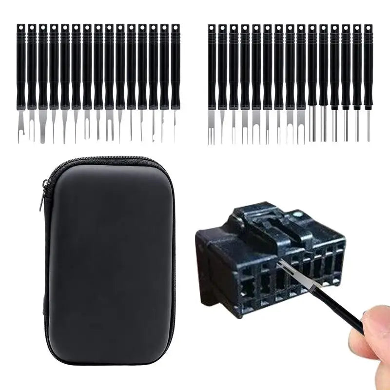 Car Terminal Removal Tool Kit 30pcs Pin Removal Tool Terminal Ejector Kit Wire Terminal Release Portable Auto Disassembly Tools Oasis Select