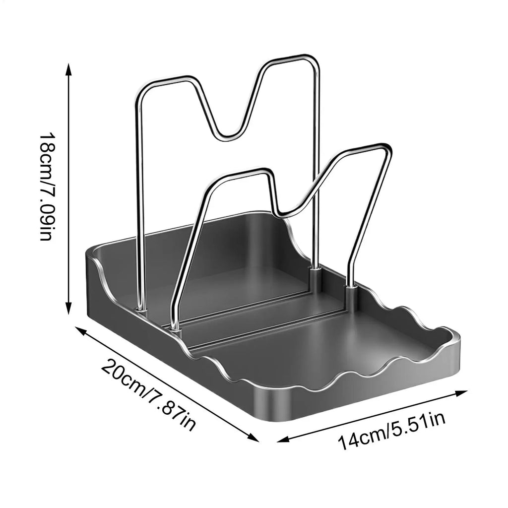 Pan Lid Organizer Double Layer Pot Lid Rack Non-slip Draining Pot Lid Organizer Large Capacity Kitchen Storage Rack with Tray Oasis Select