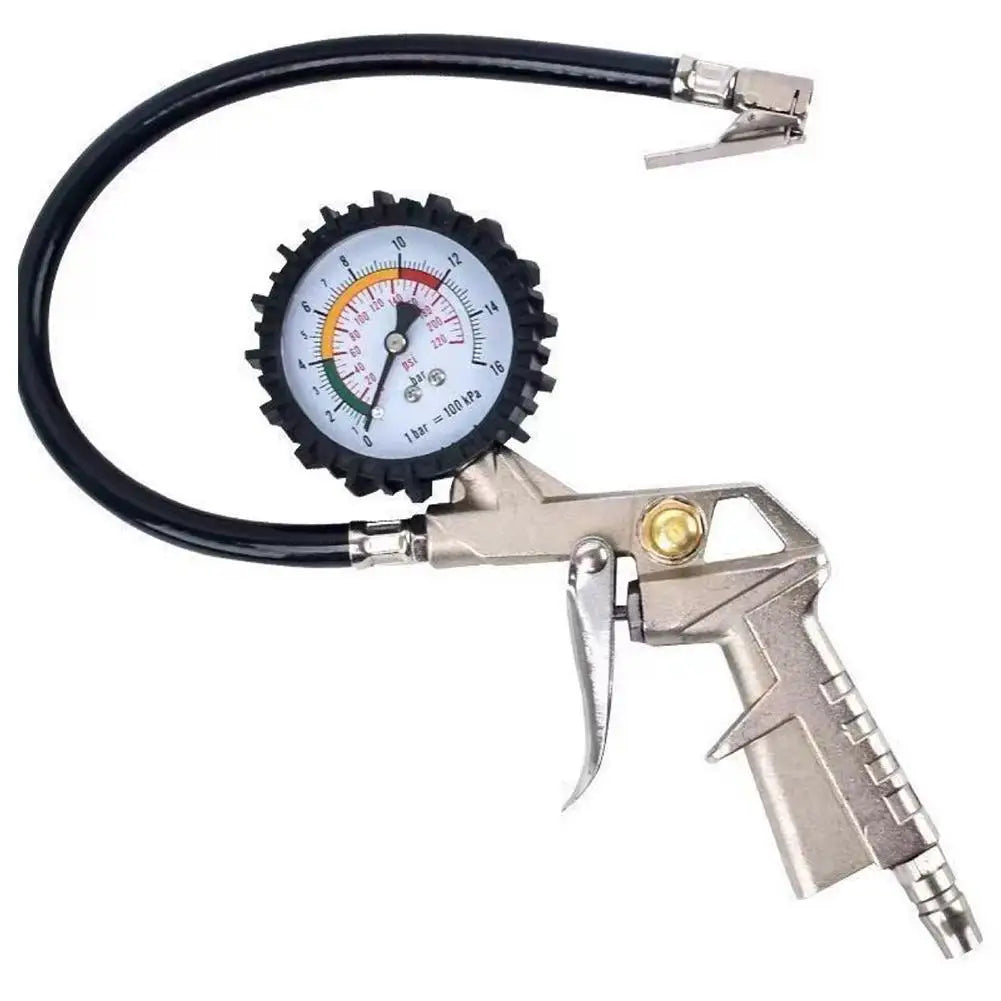 220Psi Auto Tire Pressure Gauge Pressure Gun Type For Air Compressor Car SUV Motorcycle Inflator Pump Tire Repair Tool Oasis Select Silvery
