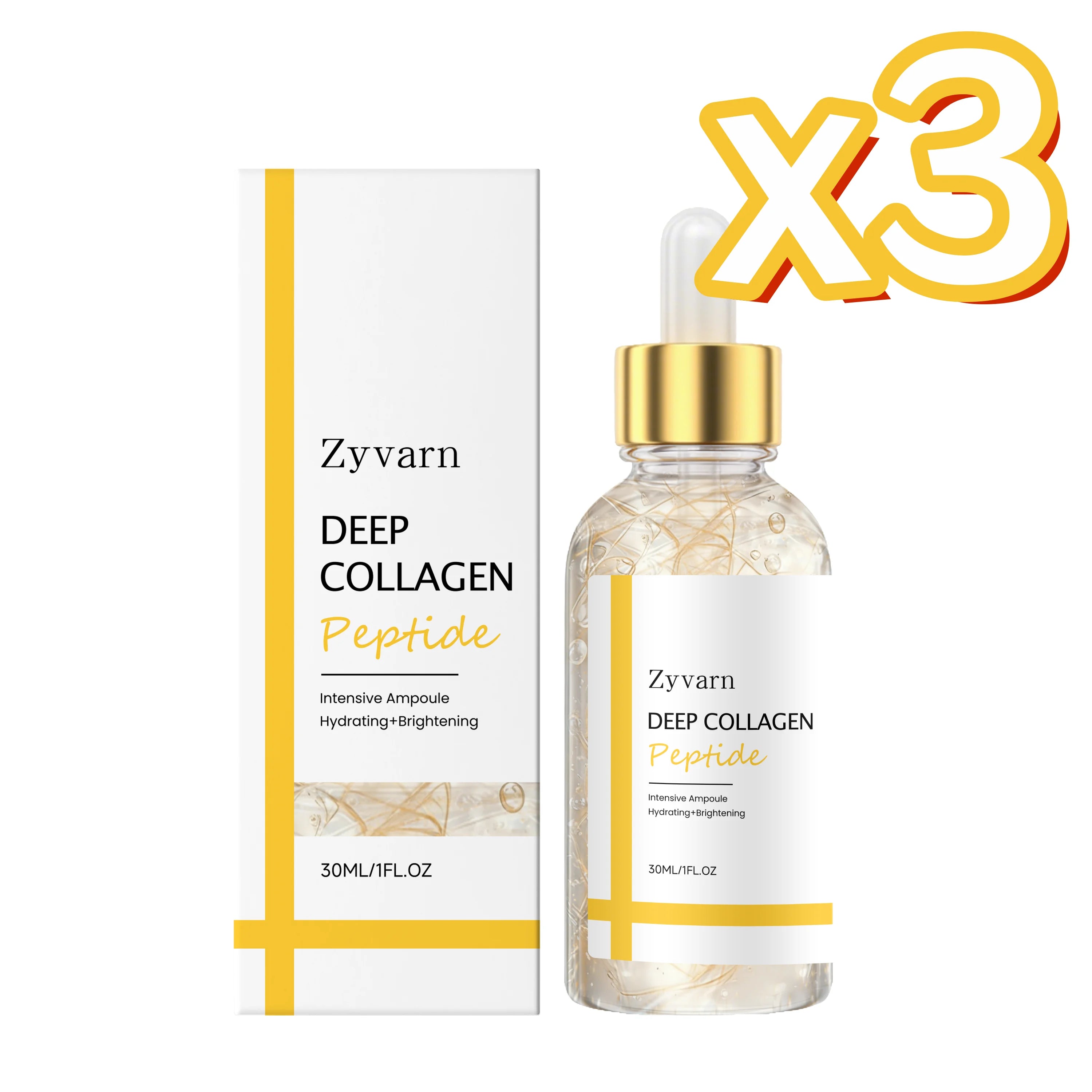 ZYVARN Silk Peptide Collagen Lifting Serum – Anti-Wrinkle 30ml Collagen Face Serum Oasis Select 30ml Boxed x 3