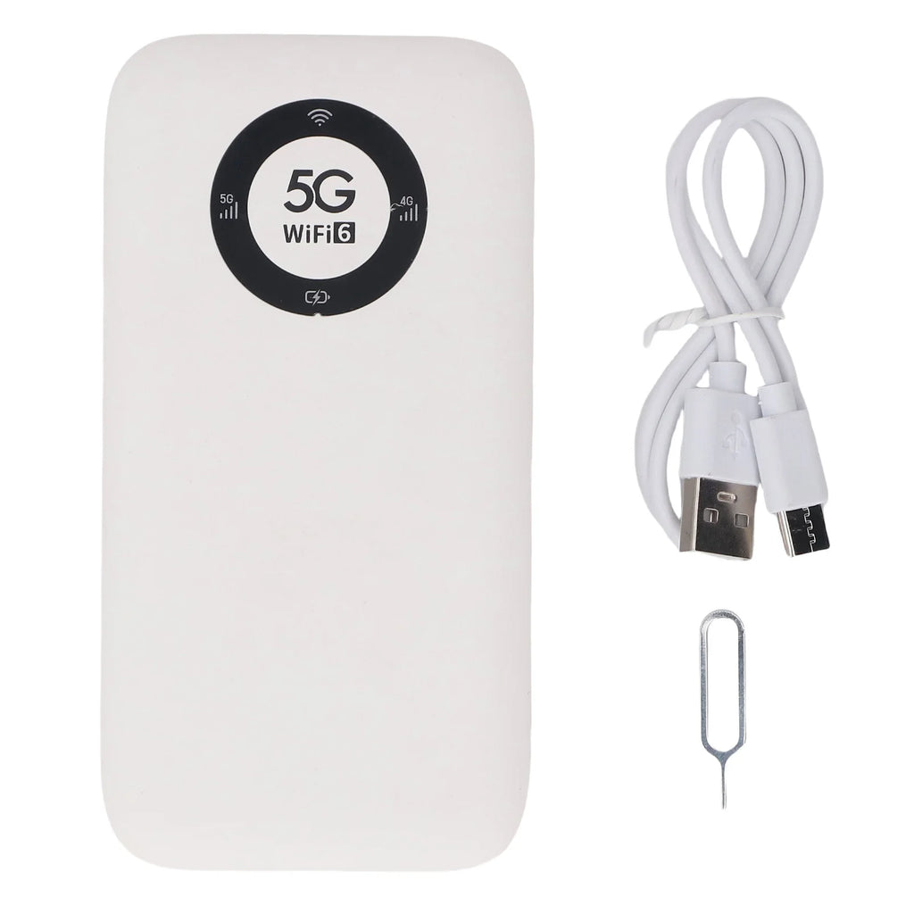 WiFi Mobile Hotspot Mobile Wireless Router 5G 2.4GHz 5.8GHz Dual Bands SIM Card Slot Ultra Fast with 7100mAh Battery for Travel Oasis Select WHITE