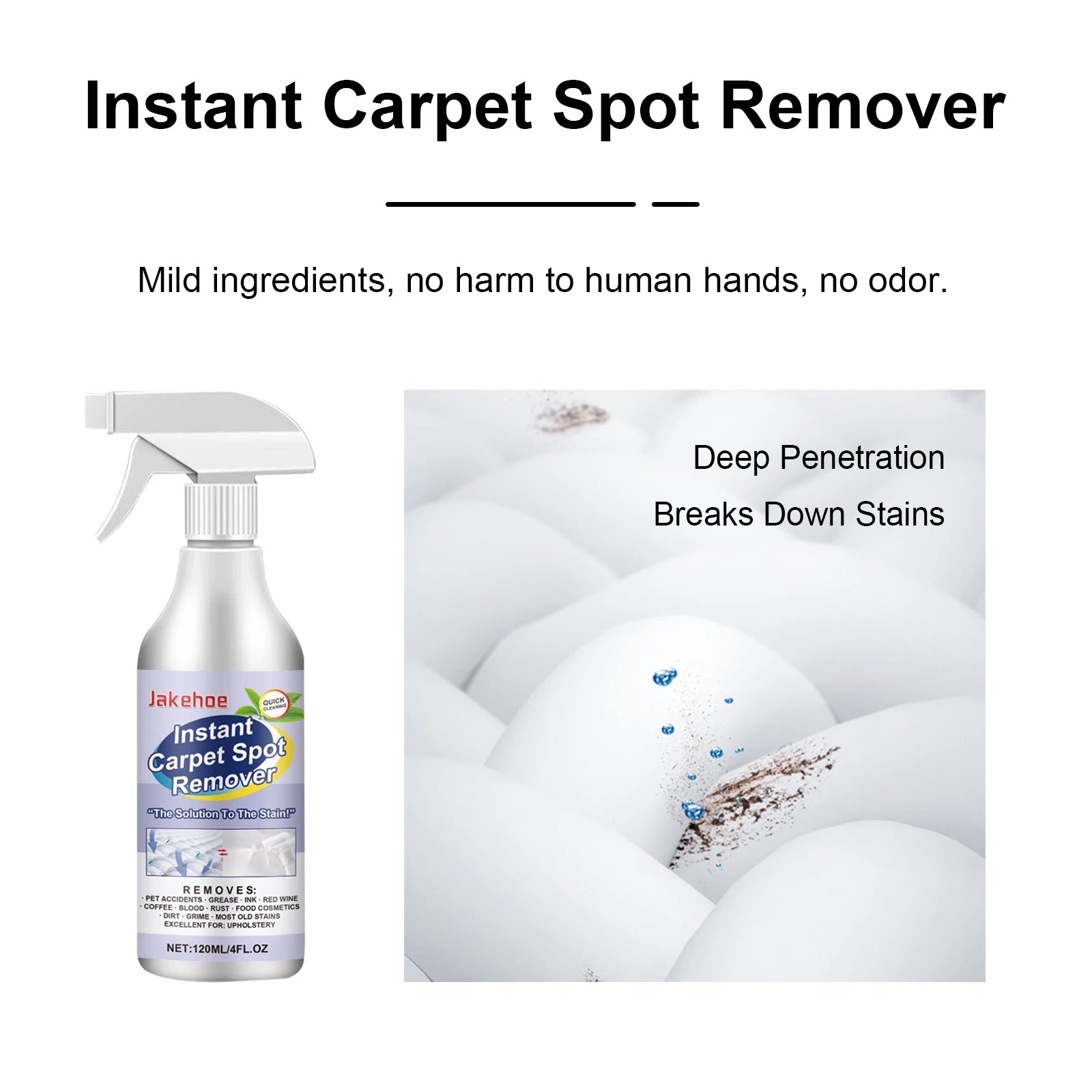 JAKEHOE Carpet Spot Remover – Stain & Odor Cleaner 120ml Carpet Stain Remover Oasis Select