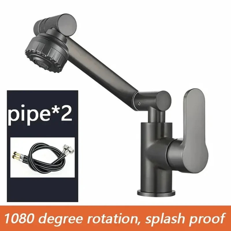 Multifunction Bathroom Kitchen Sink Faucet Swivel Cold Hot Water Tap with 2 Modes Basin Water Tap Oasis Select Grey G1/2