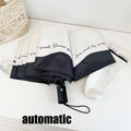 Romantic French Umbrella Automatic Sunscreen and Rainproof Dual Purpose Black and White Splicing UV Resistant Sunshade Umbrella Oasis Select automatic 8K