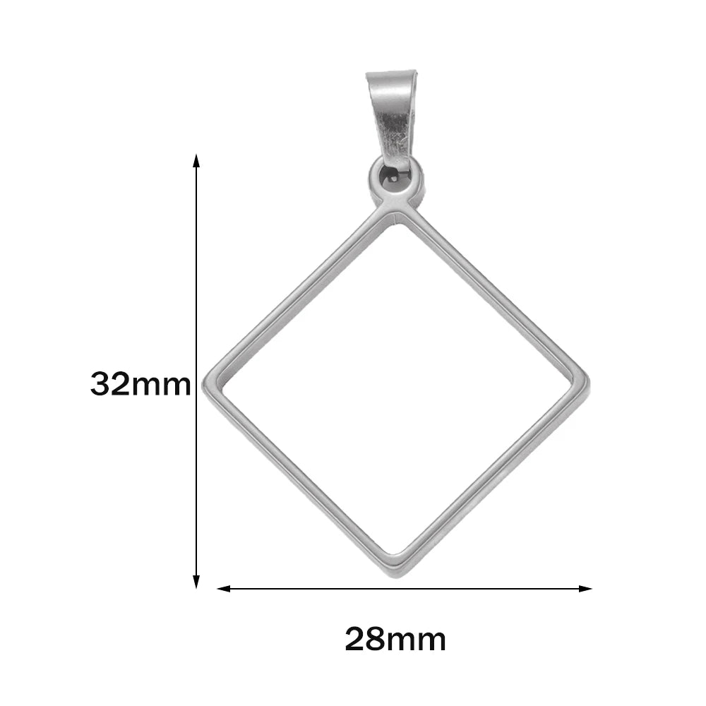 5pcs Stainless Steel Open Back Resin Molds Pendants Blanks Frame Hollow Bezel Charms for Earrings Necklace Bracelet DIY Making Oasis Select ST Diamond 28X32mm