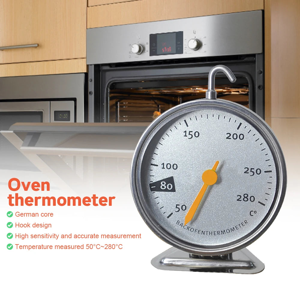 Stainless Steel Oven Thermometer New Large Dial Baking BBQ Cooking Meat Food Temperature Measurement Hang Stand Kitchen Supplies Oasis Select