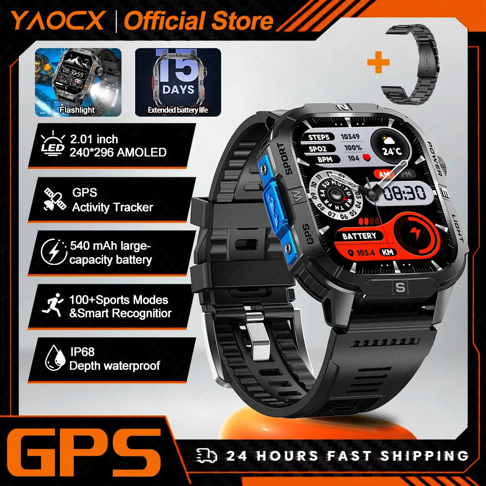 yaocx GTH3 Smart Watch 2.01" HD, BT Call, IP68, 100+ Sports