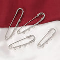 5pcs 50/60/70/75mm Rhinestone Brooch Safety Pins with 3/4/5 Loops for DIY Garment Blankets Skirts Knitted Fabric Crafts Oasis Select Silver 75mm With 5 Loop