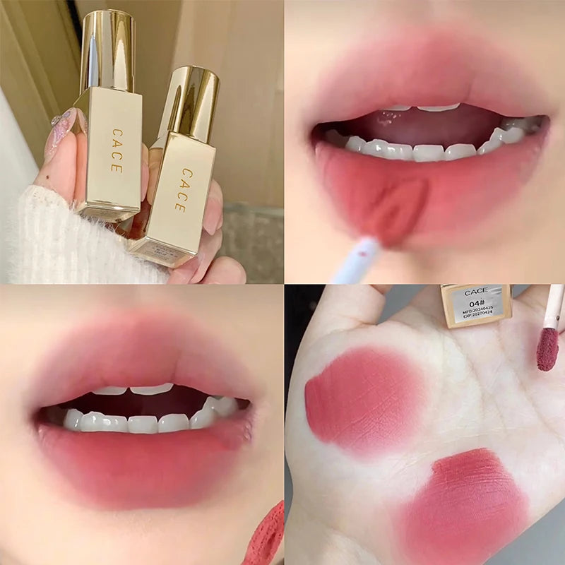 CACE Gold Tube Matter Lip Mud Moisturizing Long Lasting Liquid Lipstick Soft Mist Silky Lipgloss Tint Natural Makeup For Women Oasis Select 04
