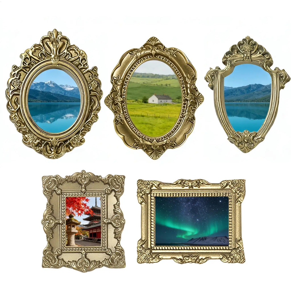 Mini Antique Picture Frames 5 Pieces Small Antique Resin Photography Decor Galley Wall Christmas Picture Display for Photography Oasis Select