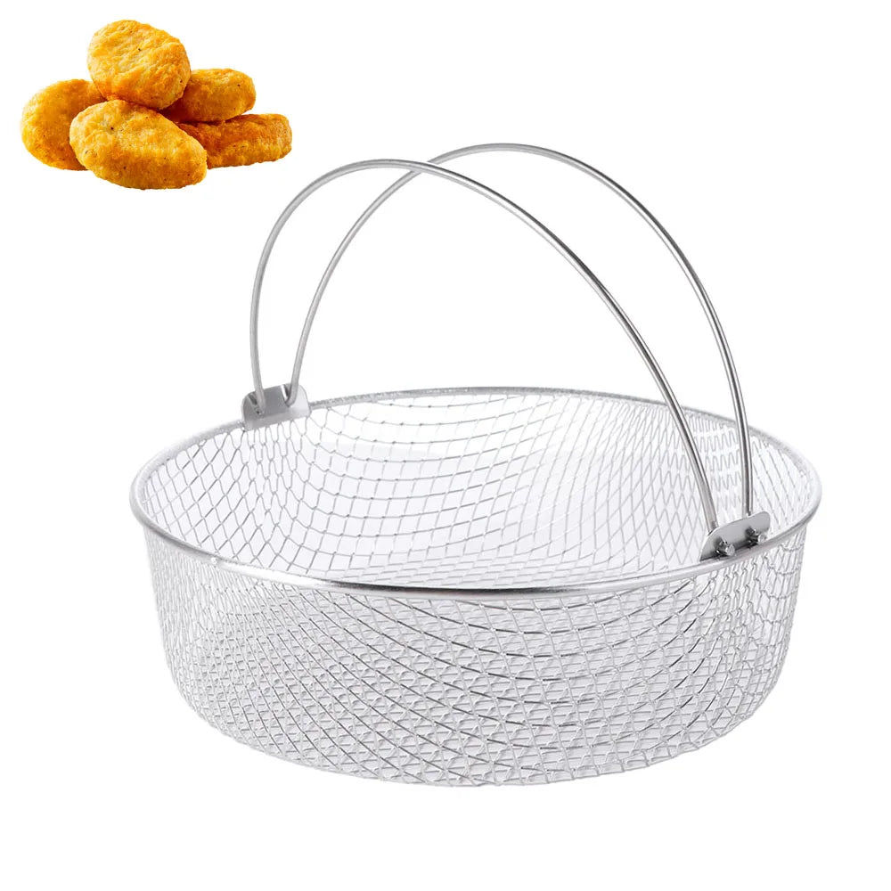 Stainless Steel Air Fryer Basket & Baking Tray with Handles