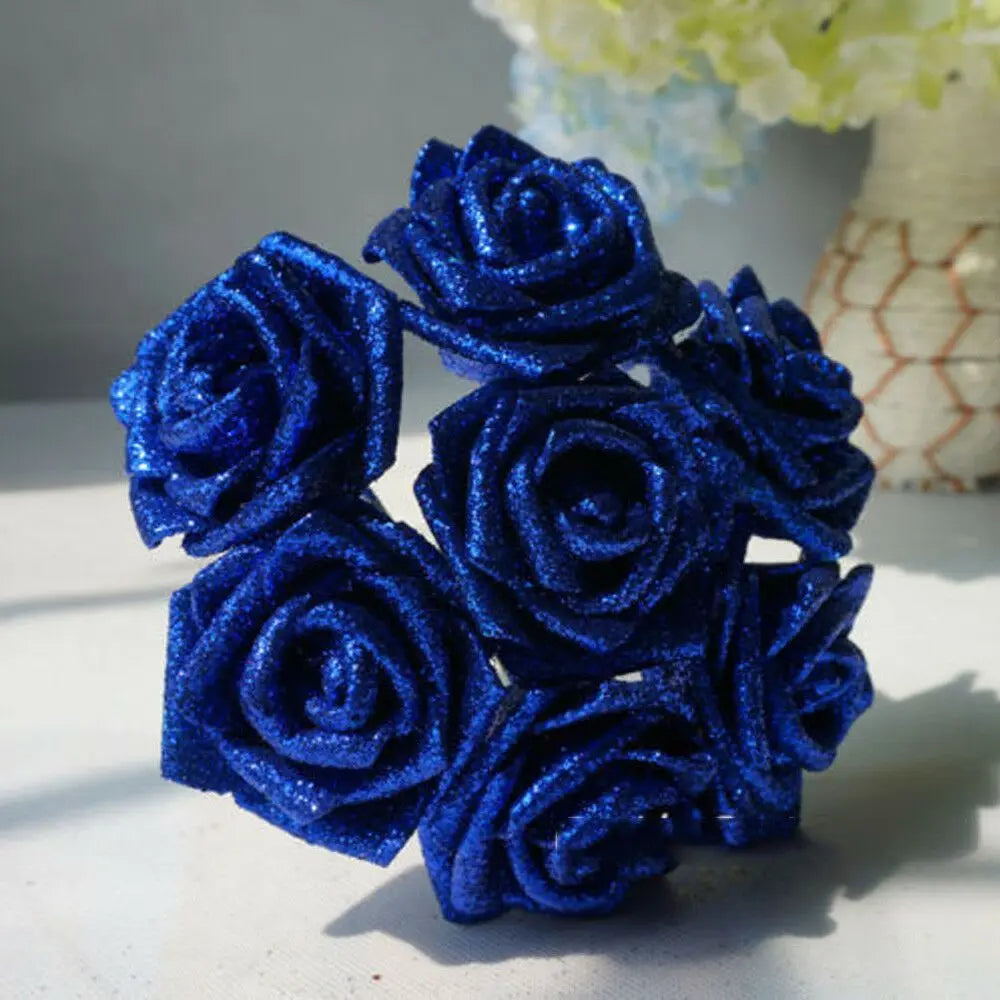 10pcs Glitter Foam Artificial Rose Heads | DIY Wedding Bouquet