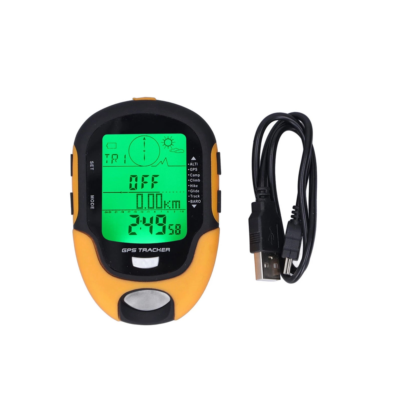Electronic Altimeter GPS Multifunctional Meter Electronic Altimeter Barometer Thermometer Hygrometer Digital Waterproof Oasis Select YELLOW