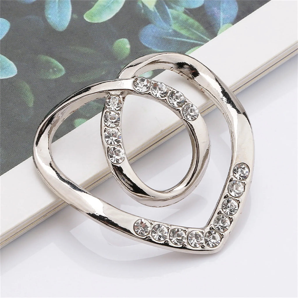 New Fashion Corner Hem Waist Knotted Brooches Crystal Pearl Metal Hijab Scarf Ring Button Shirt T-shirt Fixed Buckle Accessories Oasis Select B One Size