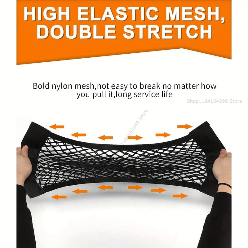 Car Back Rear Trunk Organizer Net Mesh Seat Elastic String Magic Sticker Universal Storage Bag Pocket Auto Put Paper Stowing Oasis Select