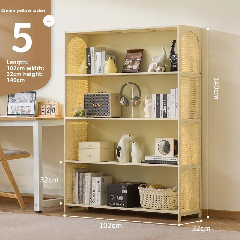 Bookcase integrated against the wall Student household bookshelf Floor-to-ceiling shelf Living room storage Multi-layer locker Oasis Select Milk white 5-102