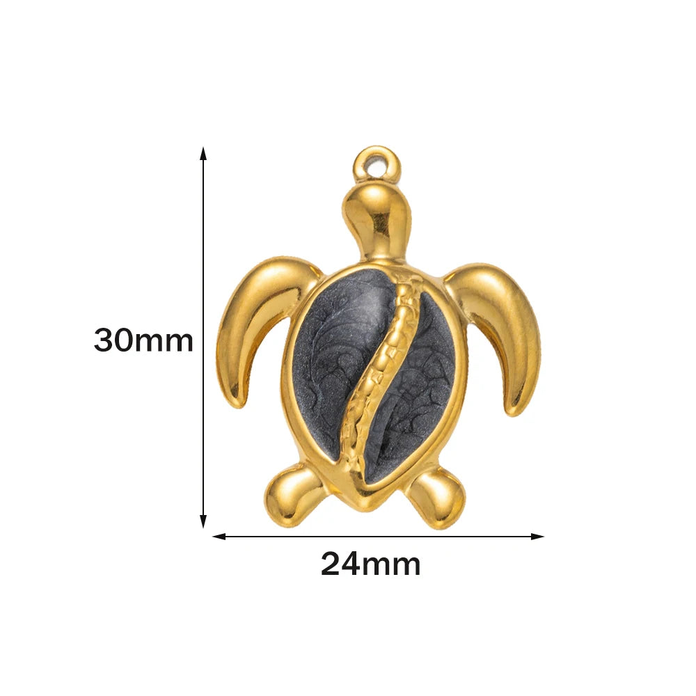5pcs Stainless Steel Enamel Animal Sea Turtle Tortoise Charms Pendant for Bracelet Necklace Jewelry DIY Craft Making Wholesale Oasis Select Black