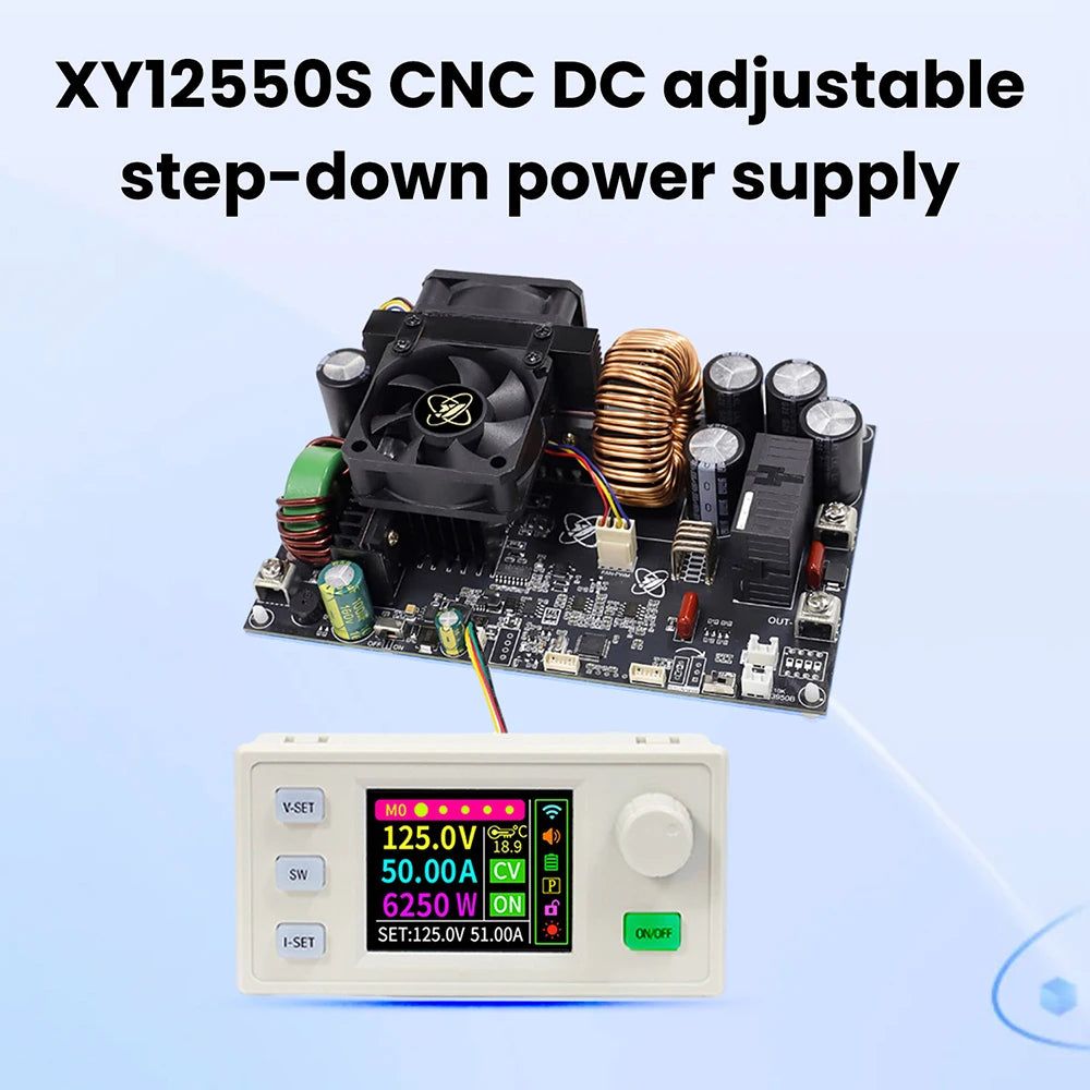 XY12550S Digital DC Adjustable Step-Down Power Supply Constant Voltage Constant Current Module 50A/6250W Input Voltage DC12-140V Oasis Select