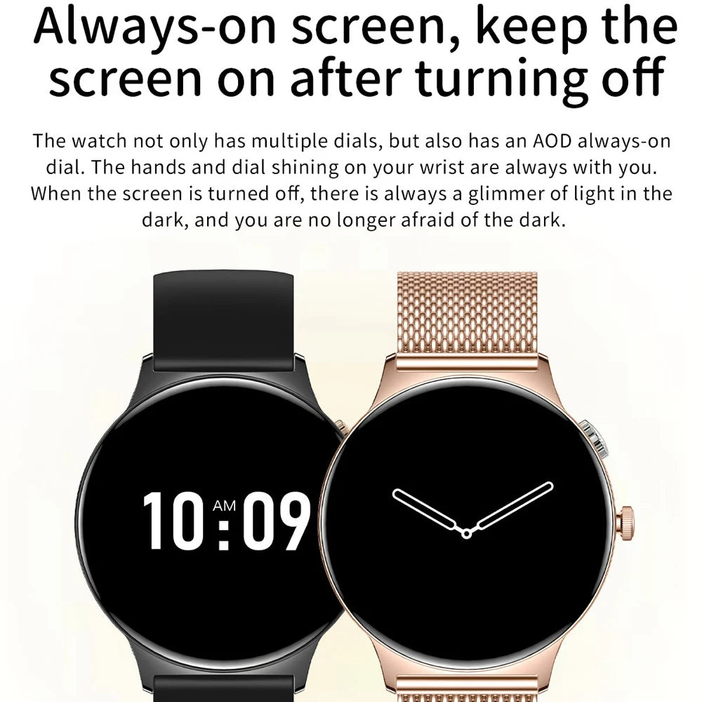 Fashion Waterproof Smart Watch Men Women Ultrathin AMOLED Screen Smartwatch Health Heart Rate Sports Fitness Blue Tooth Call Oasis Select