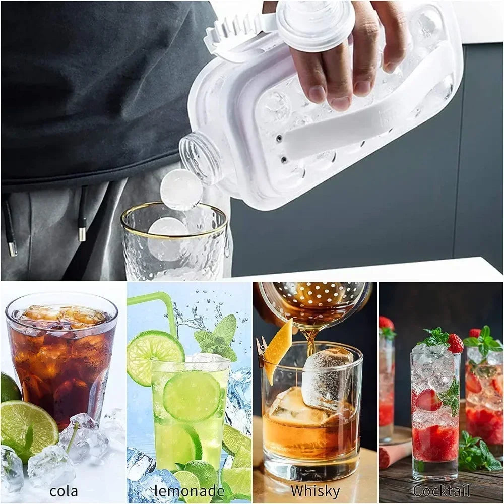 Portable 2-in-1 Folding Ice Maker Water Bottle with Creative Ice Cube Mold Ice Hockey Lattice Kitchen Bar Gadgets Ice Making Oasis Select