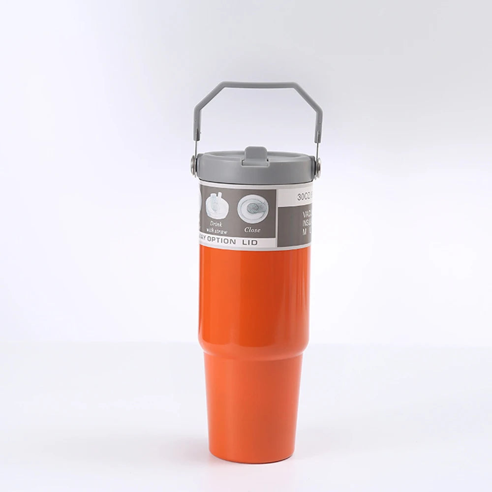 890ml Ultra Large Capacity Insulated Cup 304 Stainless Steel Insulated Cup Cold Insulated Outdoor Portable Ice Cream Cup Oasis Select Orange 801-900ml