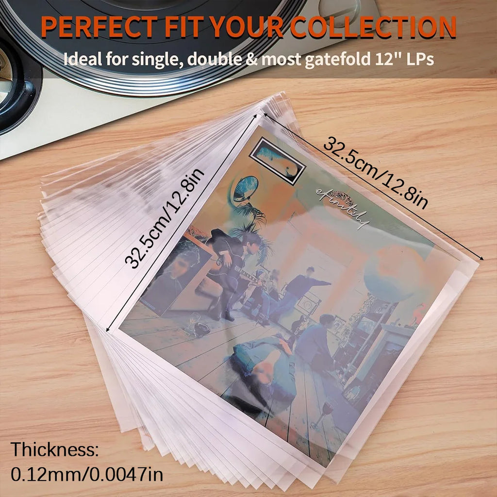 12-inch vinyl record protective sleeve, transparent bag for turntable LP records, open record bag, 32.3cm*32cm, 20/50 pieces Oasis Select