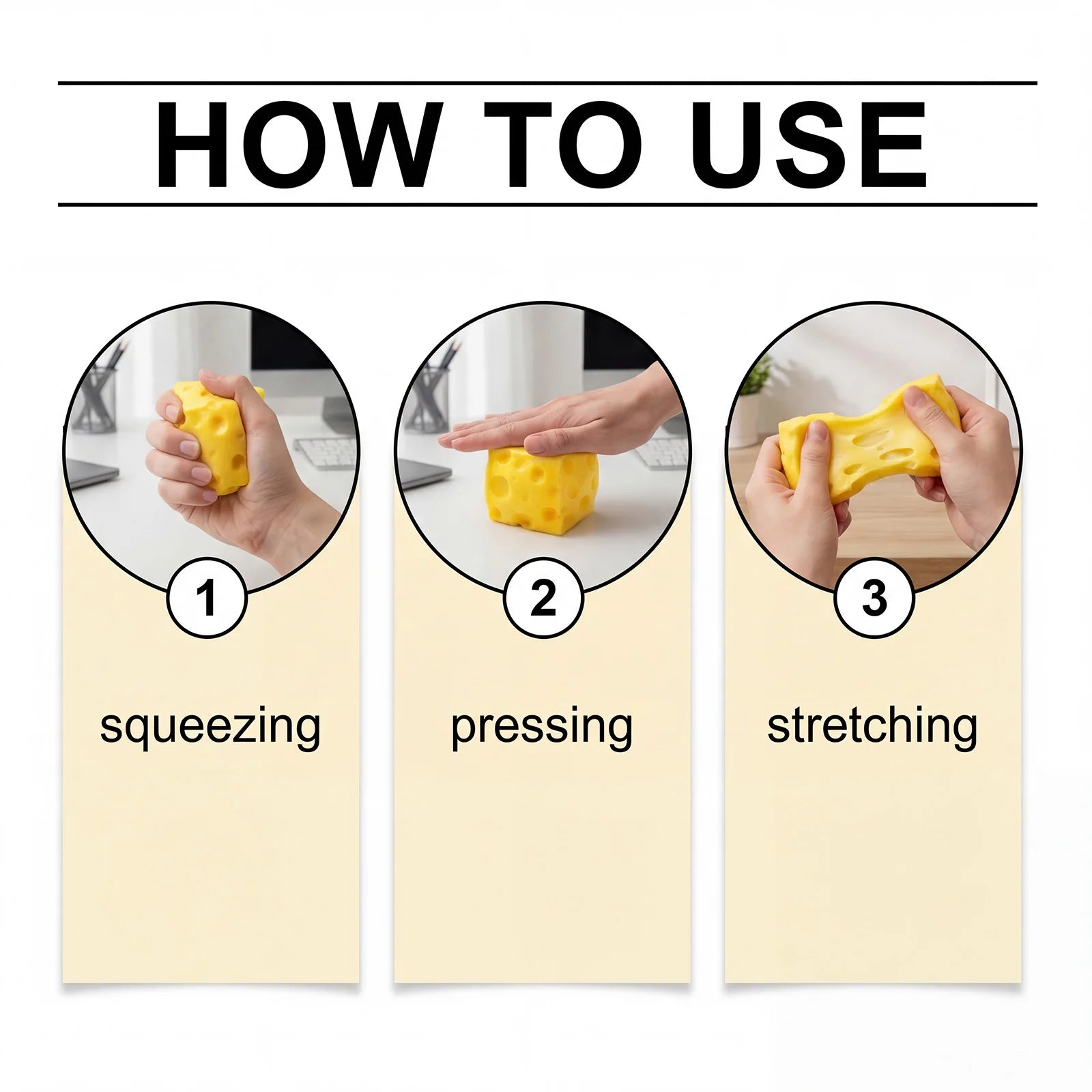 Squishy Cheese Squeeze Toy Relieve Anxiety Stress Ball Simulated Food Adult Kid Friendly Soften Shapeable Fingertip Sensory Toys Oasis Select