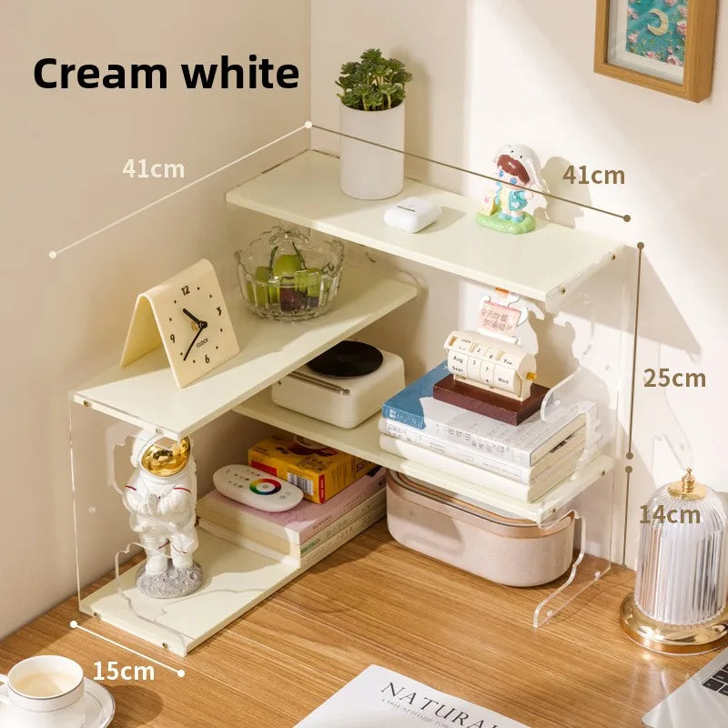 Solid wood bookshelf Corner shelf Student desk storage rack Simple desk storage rack Household desk bookcase Oasis Select Milk white 41cm