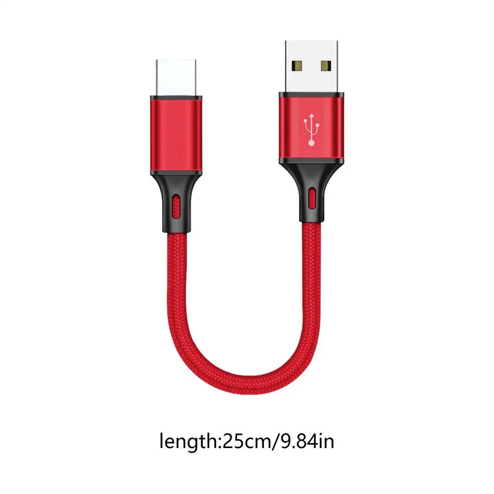 USB C Data Cable 25cm Extra Long USB C Cable Phone Charger Wire Braid Portable Data Transfer Fast Charging Nylon Charger Cord Oasis Select Red