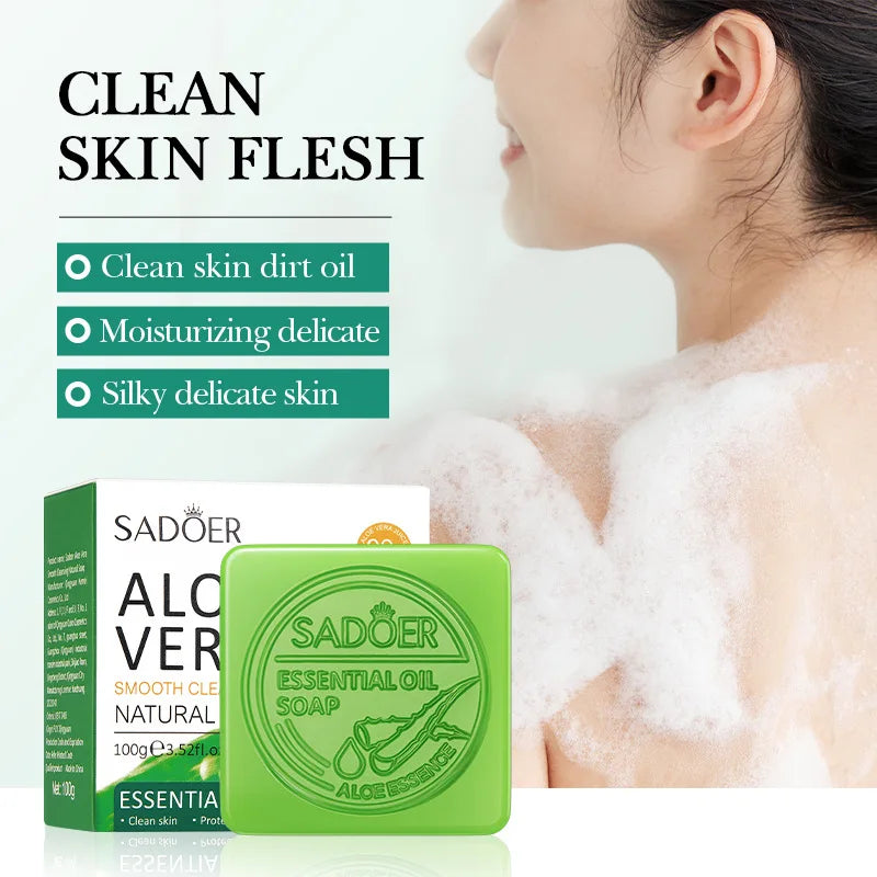 Aloe Vera Smooth Cleansing Natural Soap Cleansing Smooth Handmade Essential Oil Soap100g Oasis Select