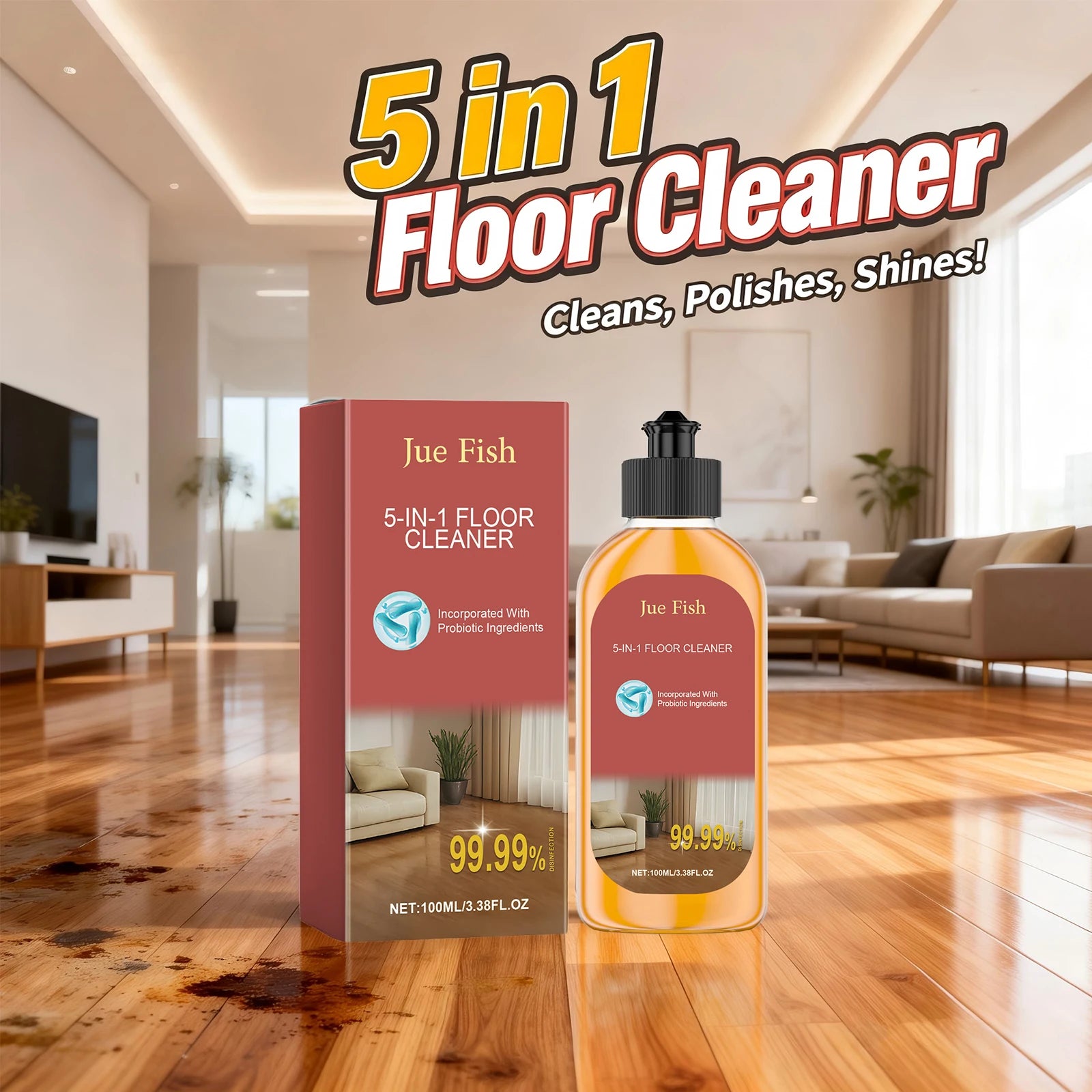 5 in 1 Floor Cleaner Clean the Floor Remove Stain Polishing Wooden Floor Fresh Scent Eliminating Stubborn Mark Household Cleaner Oasis Select