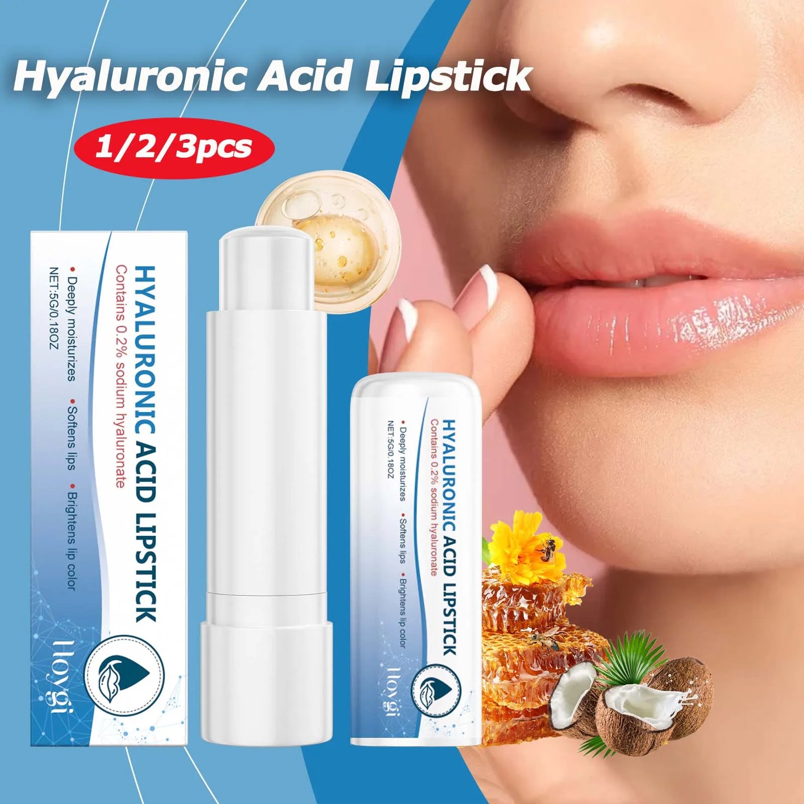 1/2/3pcs Hyaluronic Lip Balm Lips Skincare Anti Cracking Nourishing Brightening Moisturizing Lip Balm Lipstick Lips Skin Care Oasis Select