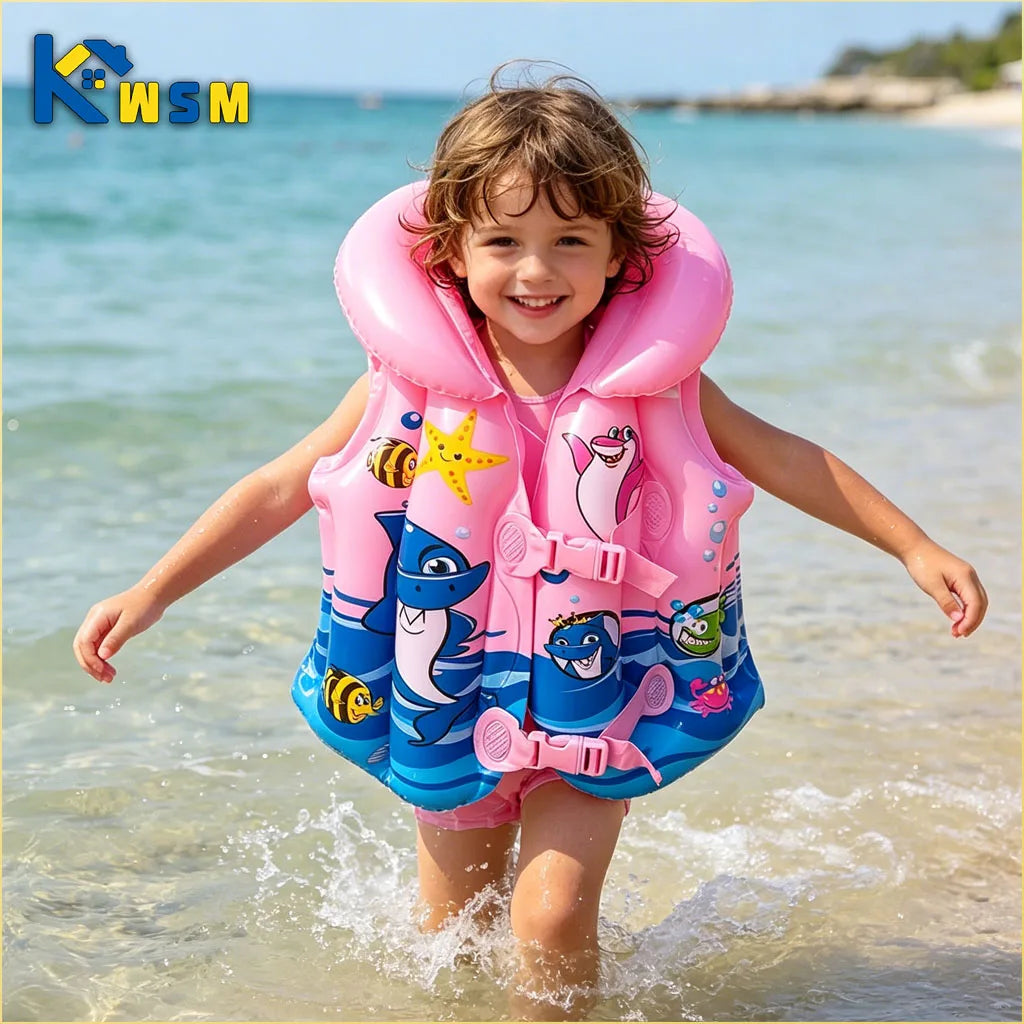1-5PCS Thickened Kids Life Jacket Inflatable Swim Vest Toddler Floatie PVC Swimming Buoyancy Aid for Pool Beach Oasis Select