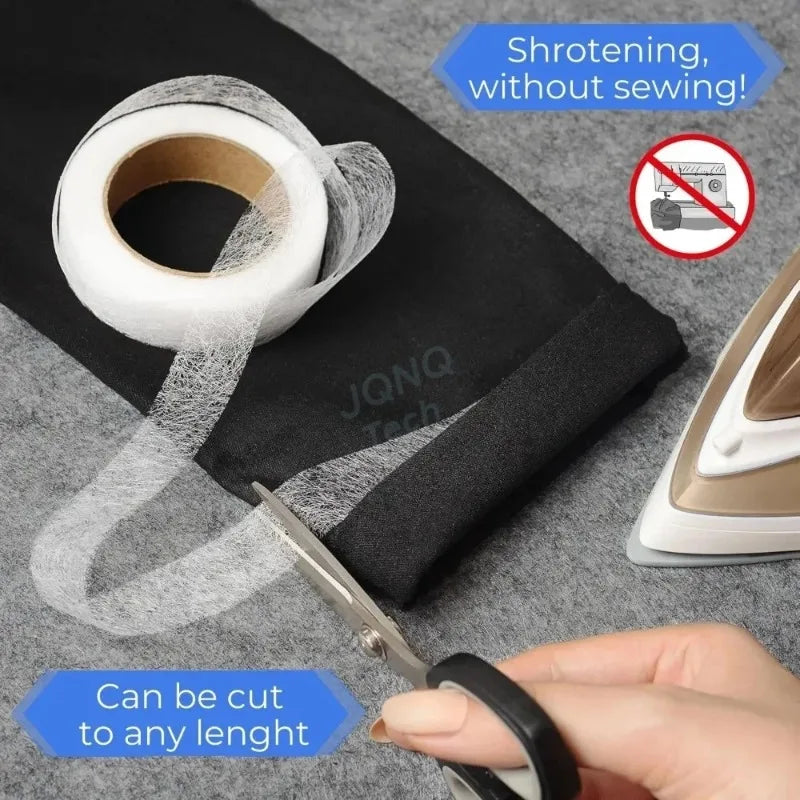 64m Self Adhesive Pants Hem Tape Iron DIY Jean Clothes Length Shorten for Hats Clothes Hot Melt Double-Sided Tape Sewing Tool Oasis Select