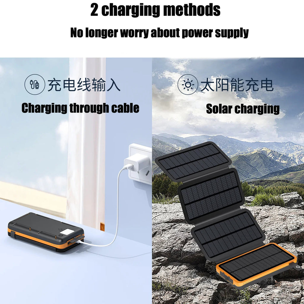 New Portable Solar Power Bank 20000mAh Large Capacity Charger Compatible with IOS Android USB-A And USB-C Fast Charging outdoor Oasis Select