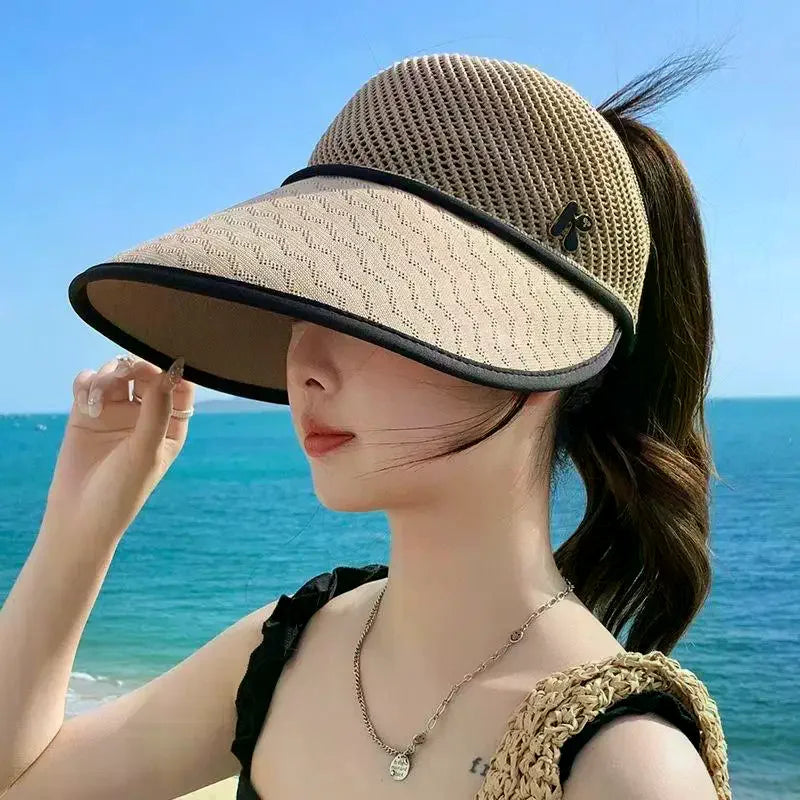 Straw Sun Hat for Women Wide Brim Empty Top Lightweight Adjustable for Outdoor Travel Beach Sunshade Oasis Select
