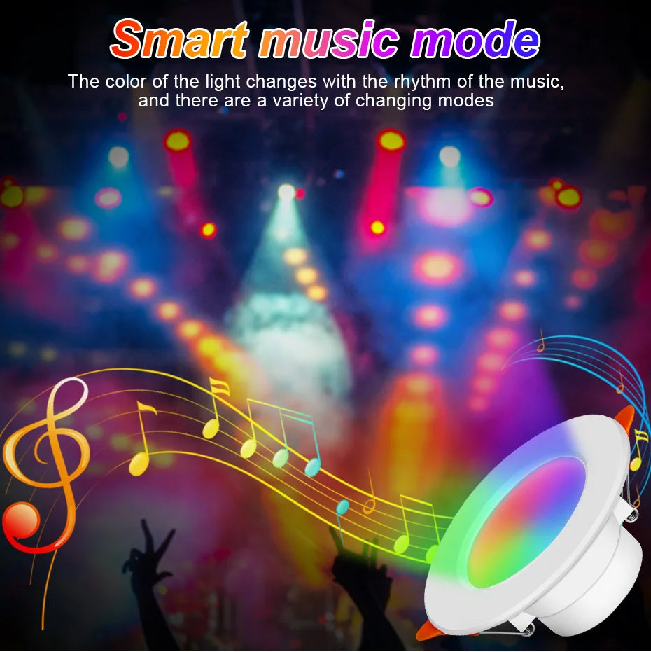 AC85-265V RGB Smart Bluetooth LED Downlight 10W 1/2/4Pcs Recessed LED Ceiling Light CCT Dimmable RGB Spotlight Lighting Decor Oasis Select