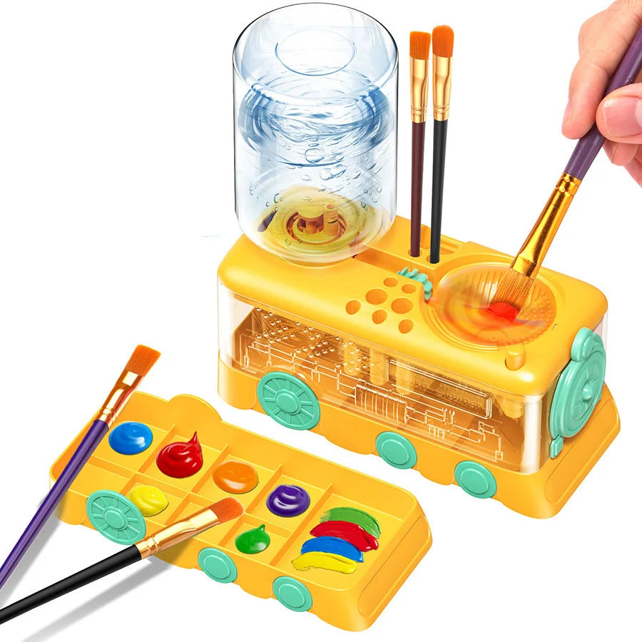 Brush Rinser Cup Automatic Water Changing, Watercolor Acrylic Oil Painting Brush Cleaning Paint Brush Washer Cleaning Machine Oasis Select yellow