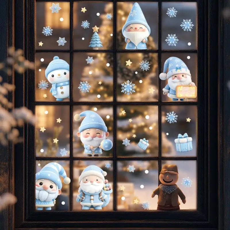 Christmas Window Static Clings – Snowman, Santa & Snowflake