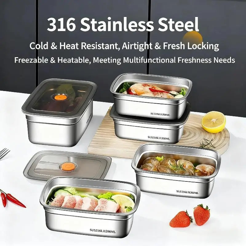 HOUKEA SUS316 Stainless Steel Airtight Bento Lunch Box