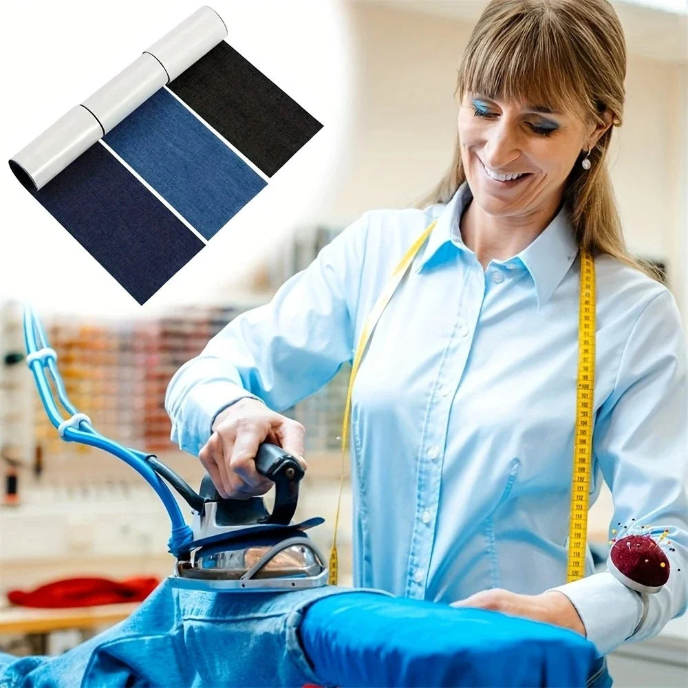 3 /Rolls of Jean Iron-On Patches, 8 x 50 cm Repair Patches, Clothing, Self-Adhesive Iron-On Patches for Children Adults (Dark Bl Oasis Select