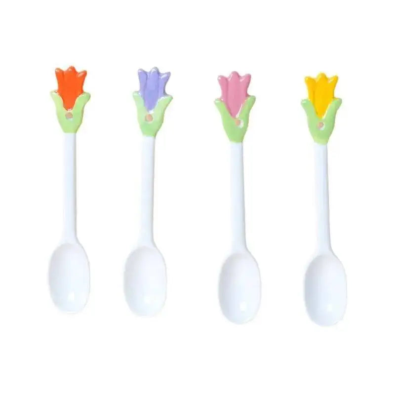 Tulip-shaped Ceramic Spoons, Dessert Spoons Coffee And Ice Cream Spoons, Table Spoons Kitchen Tablewear Oasis Select