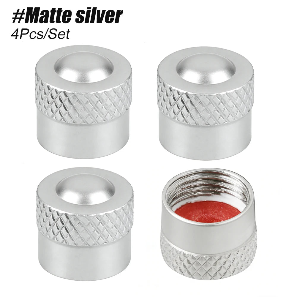 4PCS Tire Valve Caps with O Rubber Ring, Valve Stem Caps, Universal Stem Covers for Cars, SUVs, Bike, Trucks, Motorcycles Oasis Select Matte-Silver